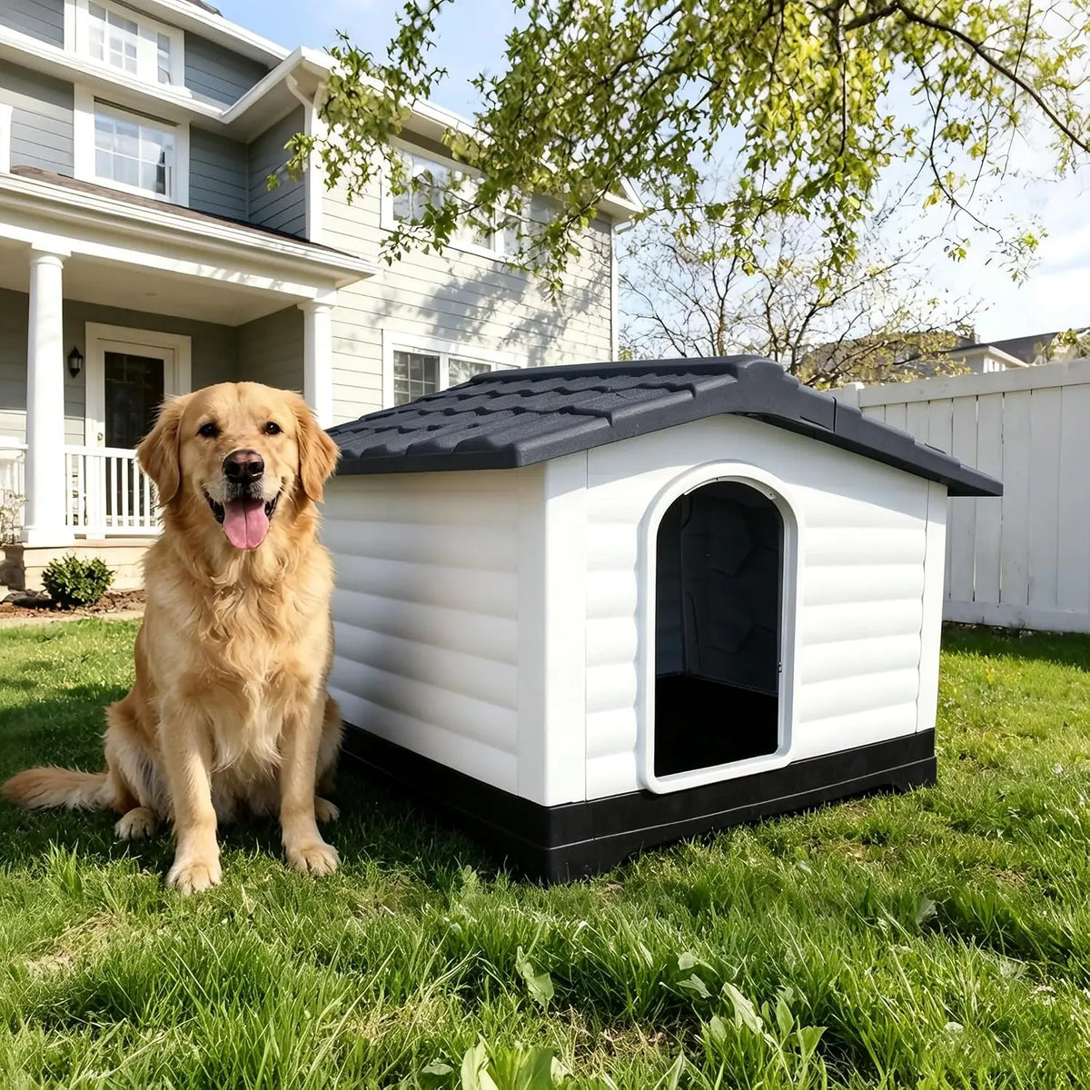 Twister Waterproof Two Door Dog House With Elevated Base