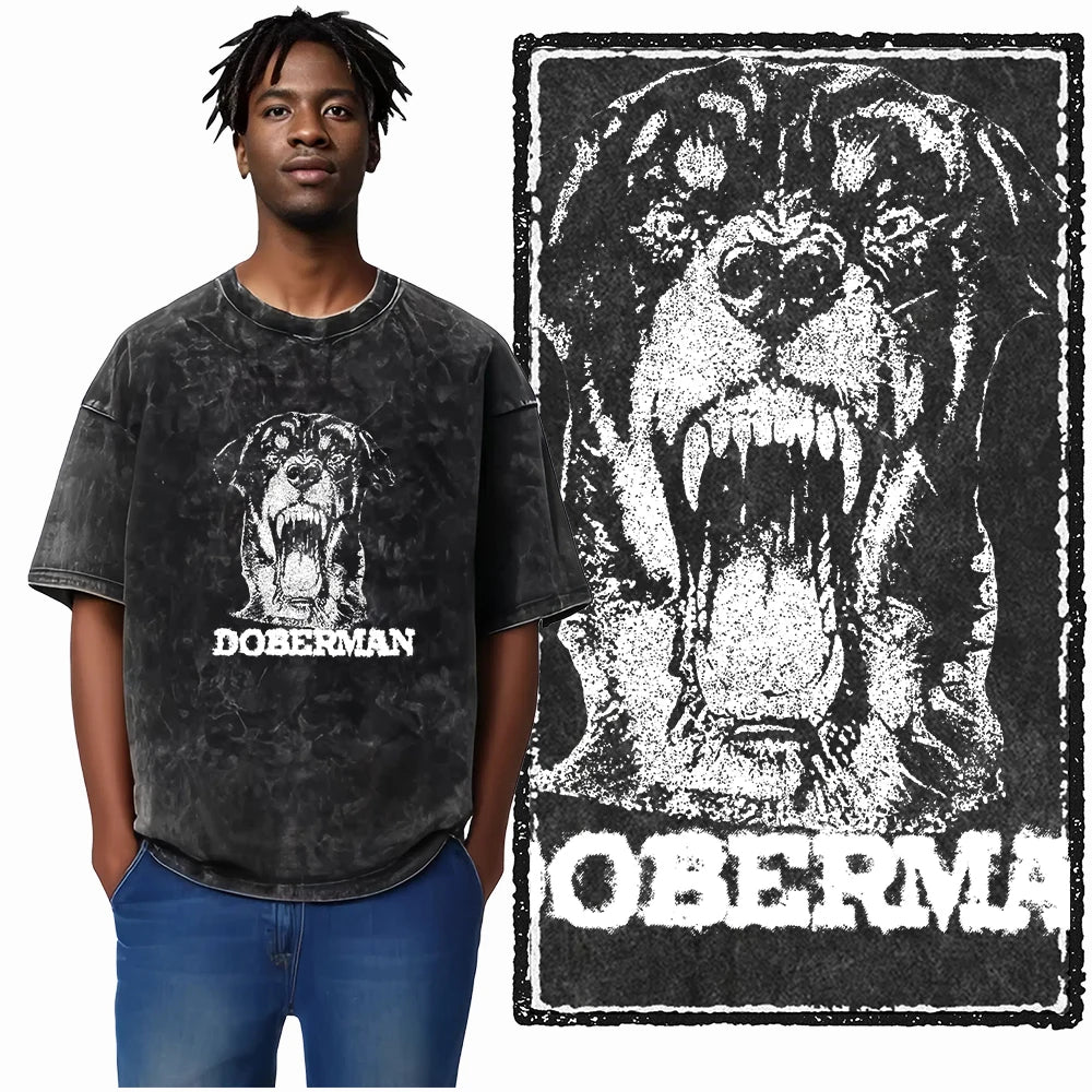 The Coolmind Doberman Graphic Printed Cotton Unisex Streetwear T Shirt