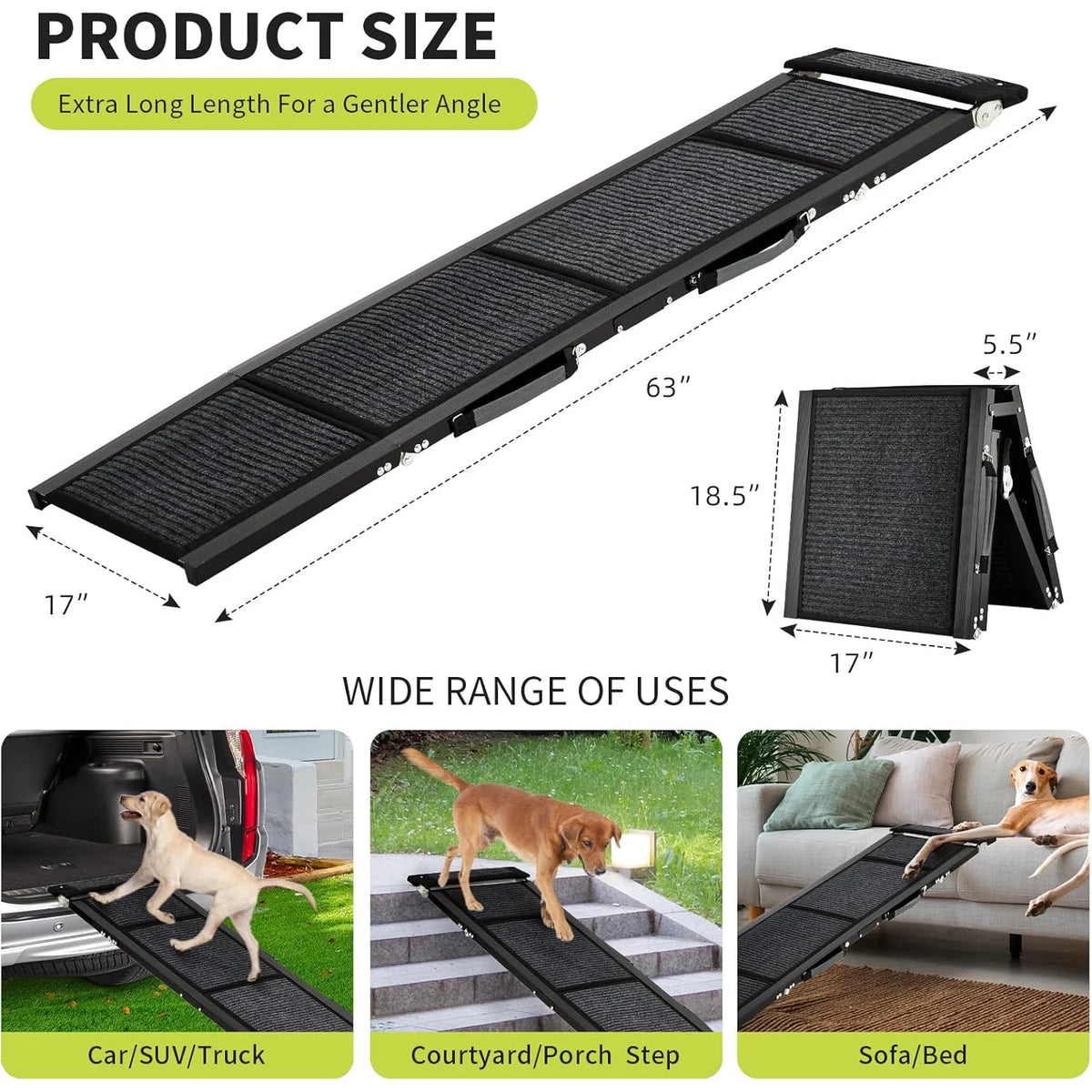 HiMISS Folding Dog Car Ramp Non Slip Heavy Duty Portable