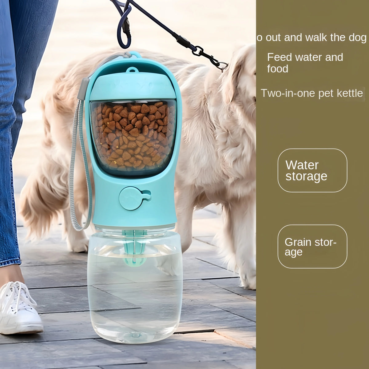 Portable Dog And Cat Water Bottle With Food Storage Feeder
