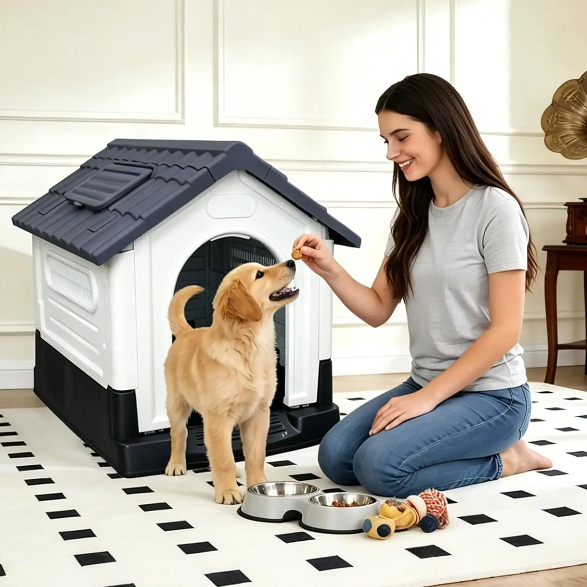 Twister Waterproof Two Door Dog House With Elevated Base