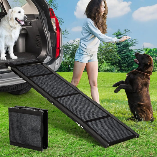 HiMISS Folding Dog Car Ramp Non Slip Heavy Duty Portable