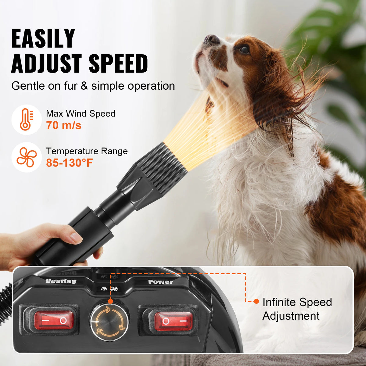 SucceBuy Adjustable Pet Grooming Dryer with 4 Nozzles and Hose