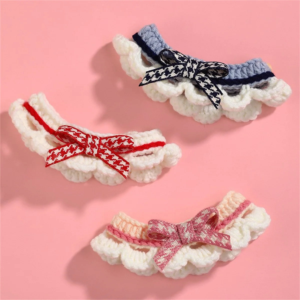 Decorative Knitted Bow Knot Collar For Kittens And Puppies