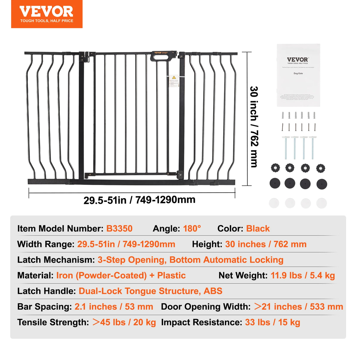 SucceBuy Baby Gate Walk Thru With Pressure Mount Barrier