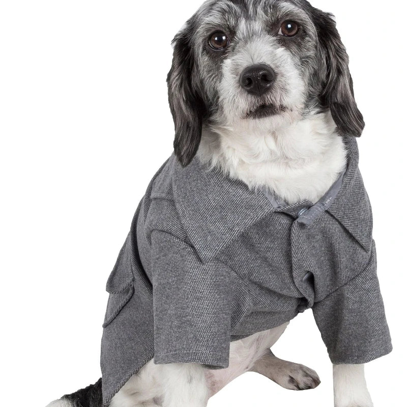 Collared Wool Dog Coat With Rivet Details And Warm Lining