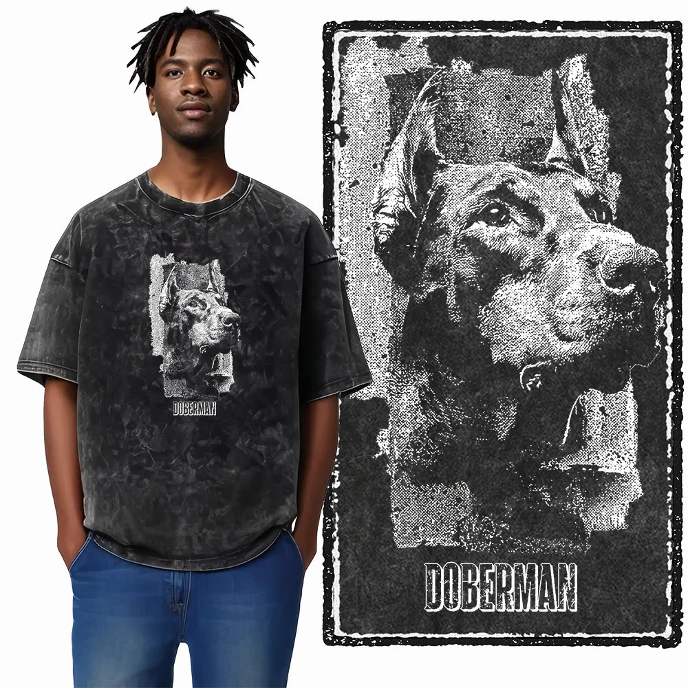 The Coolmind Doberman Graphic Printed Cotton Unisex Streetwear T Shirt