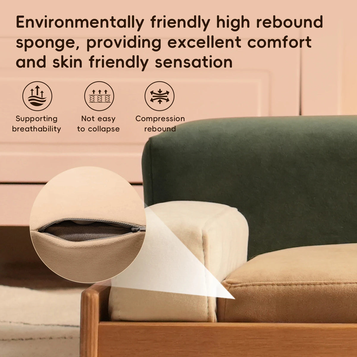 Modern Oak Veneer Pet Bed With Removable Cushion For Dogs