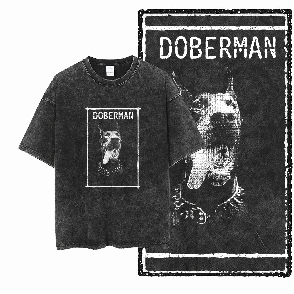 The Coolmind Doberman Graphic Printed Cotton Unisex Streetwear T Shirt