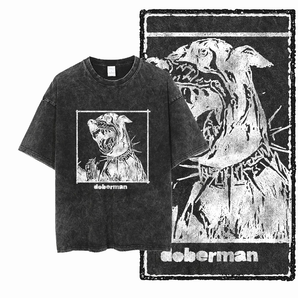 The Coolmind Doberman Graphic Printed Cotton Unisex Streetwear T Shirt