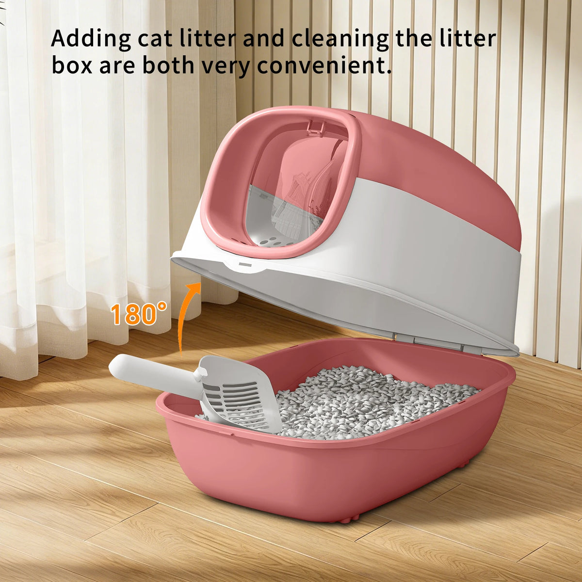 Switchable Open Semi Enclosed Cat Litter Box Splash Proof Design