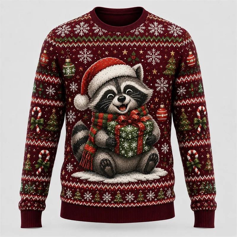 Cute Animal Christmas Graphic Sweatshirt For Unisex Holiday Wear