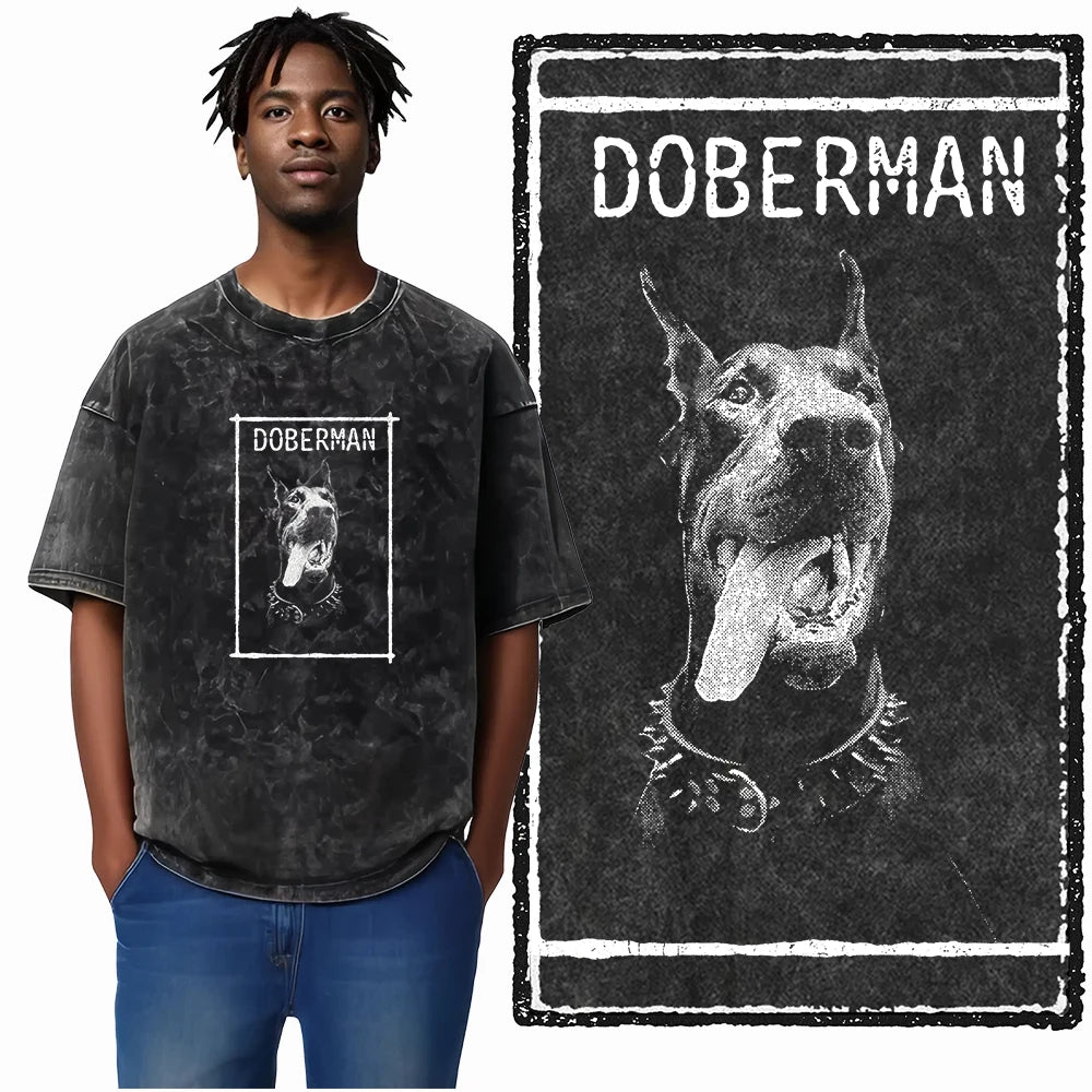 The Coolmind Doberman Graphic Printed Cotton Unisex Streetwear T Shirt