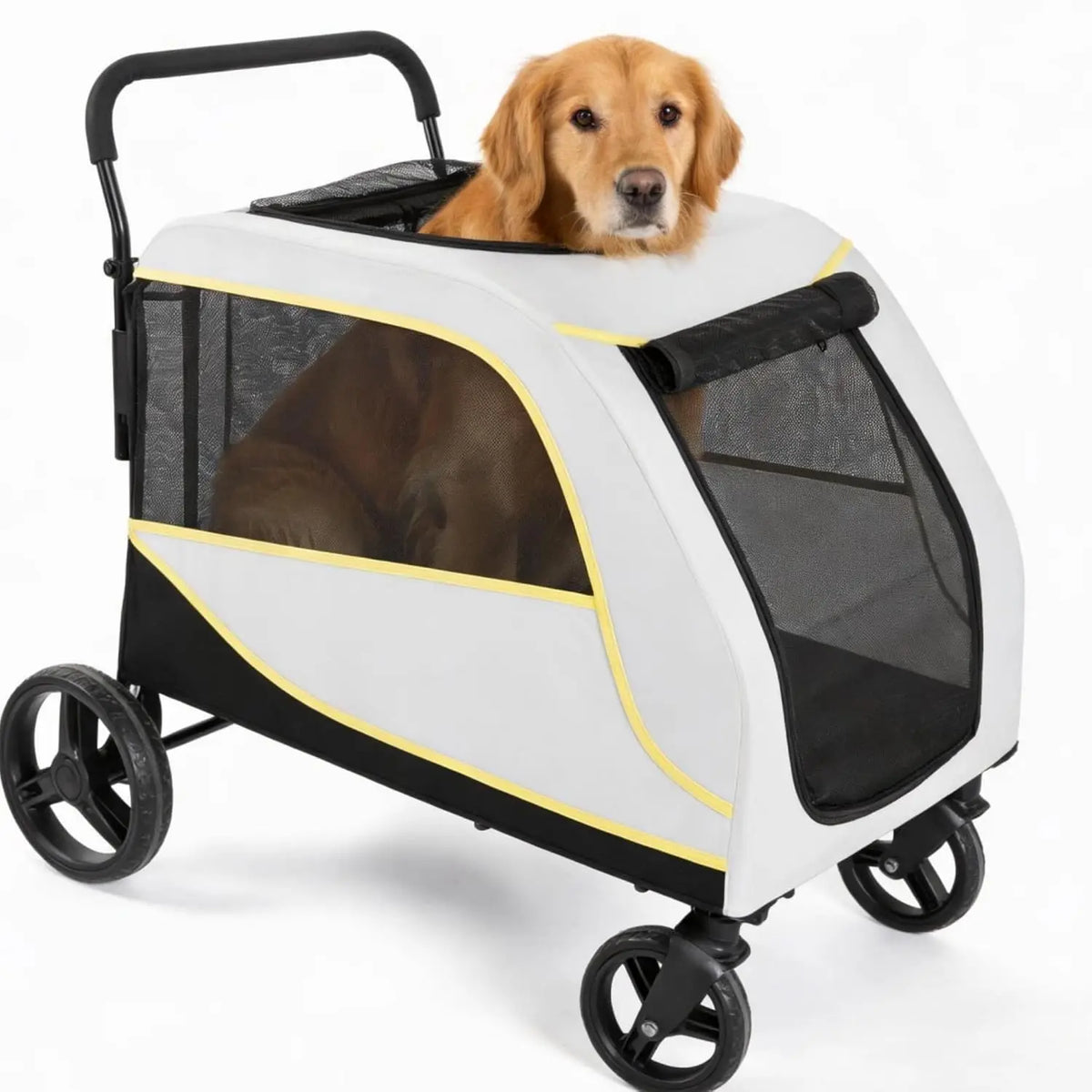 Dual Entry Dog Stroller With Secure Brake And Spacious Interior