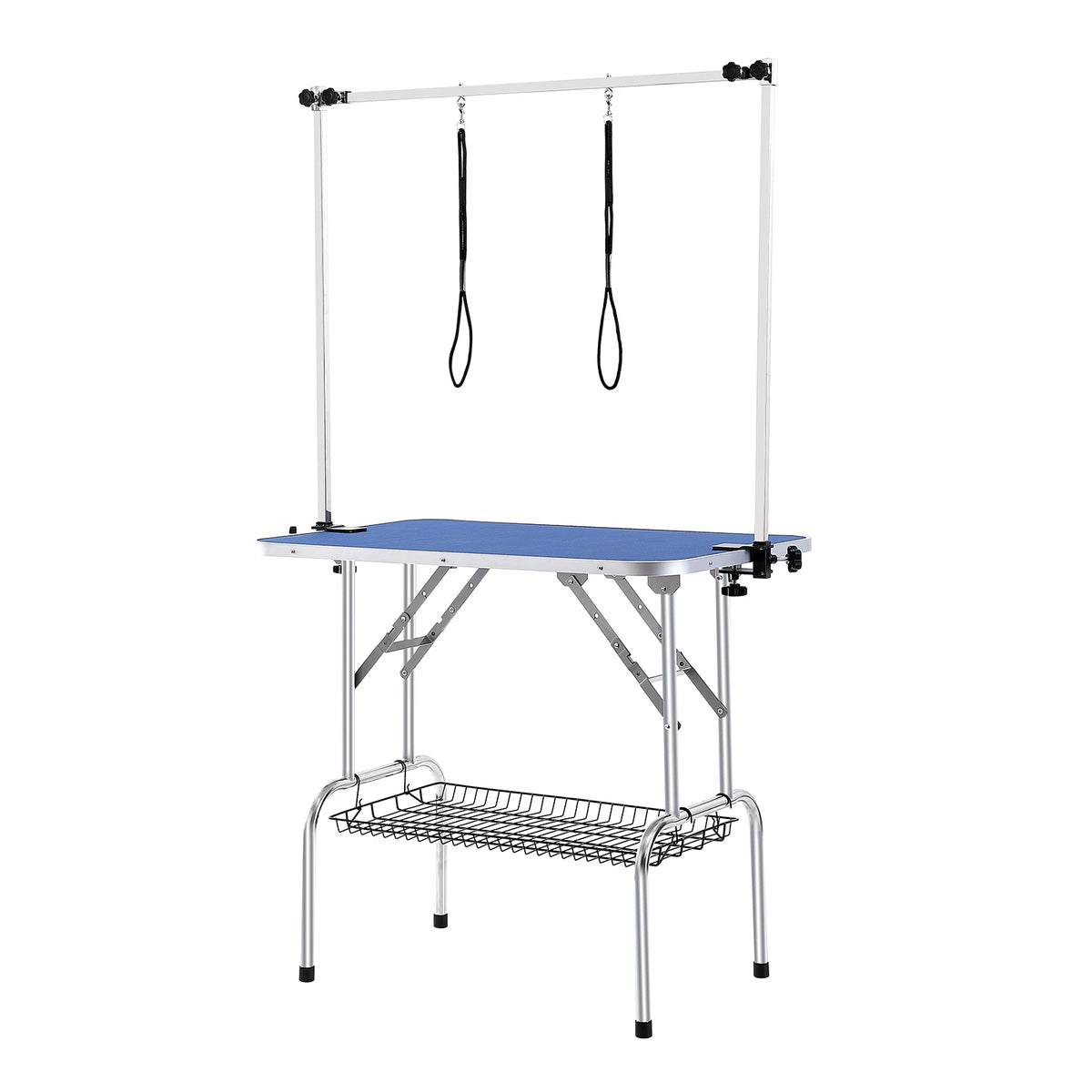 Foldable Pet Grooming Table With Dual Arms And Safety Loop