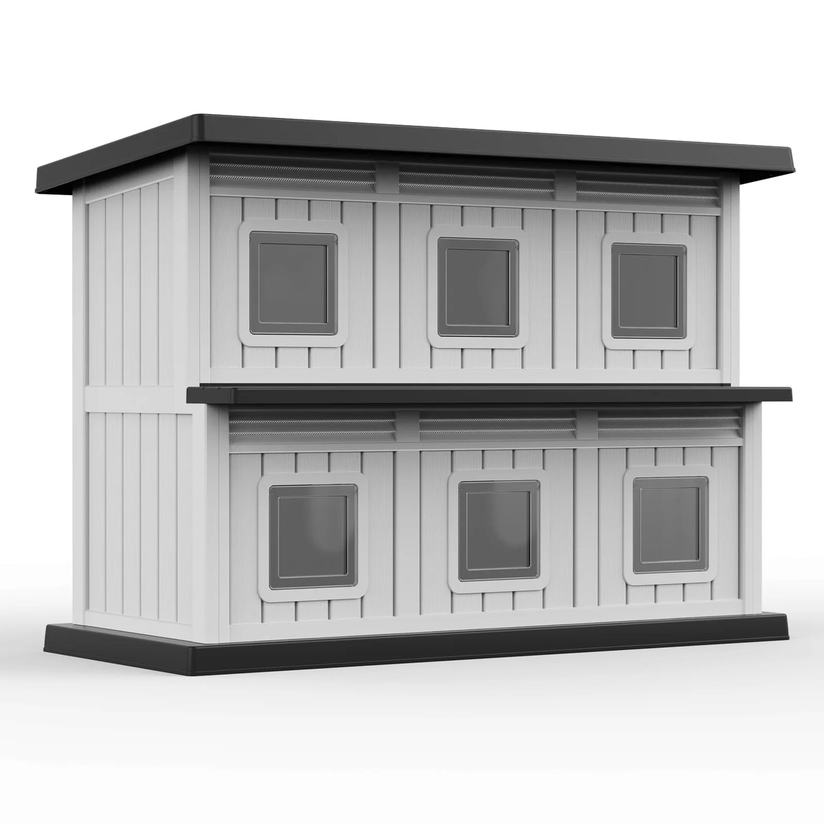 Double Tier Weatherproof Cat House For Indoor Outdoor Use