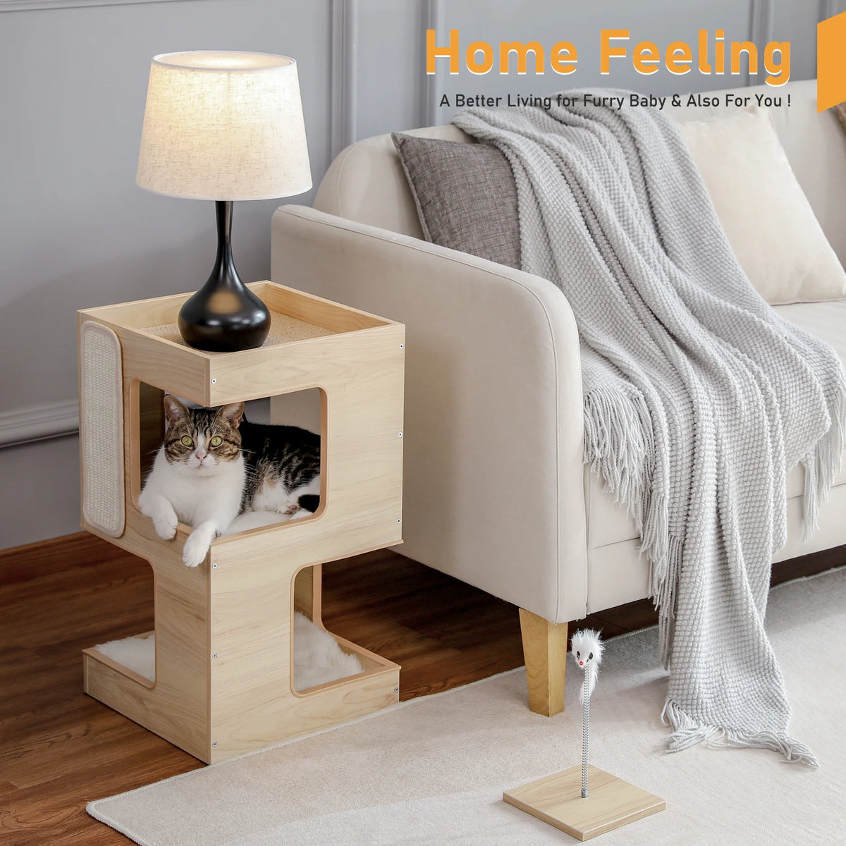 PAWZ Road Wooden Cat Condo Tower With Removable Soft Mat