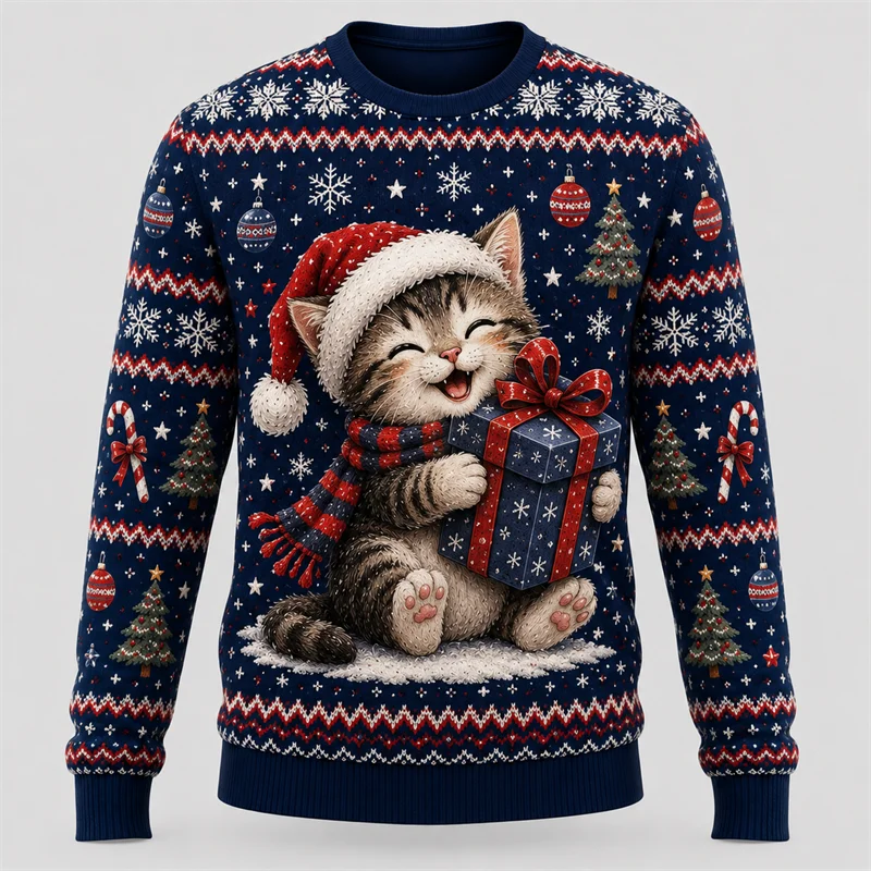 Cute Animal Christmas Graphic Sweatshirt For Unisex Holiday Wear