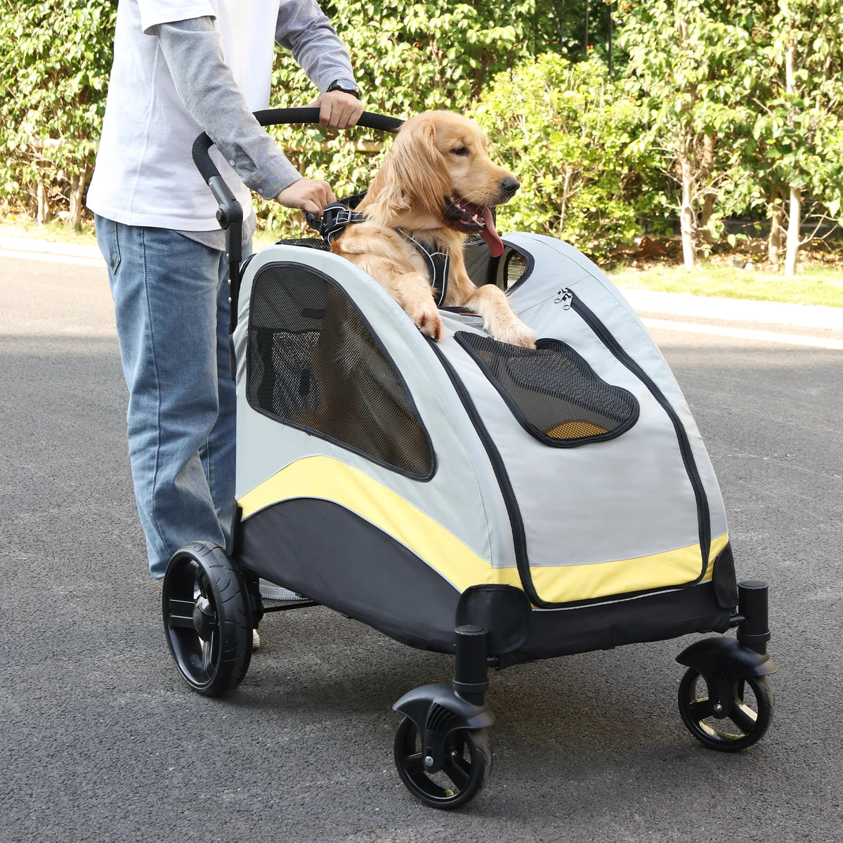 Portable Foldable Dog Stroller Breathable Pet Carrier For Outdoor Use