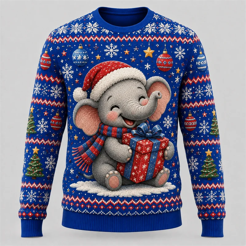 Cute Animal Christmas Graphic Sweatshirt For Unisex Holiday Wear