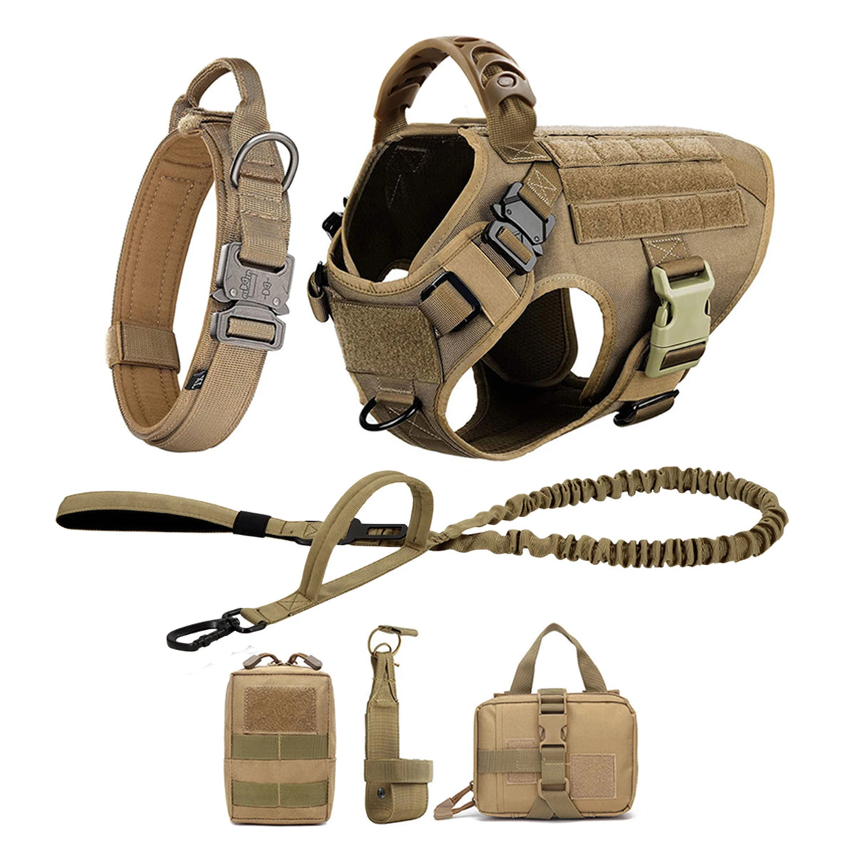 Padded Nylon Dog Harness And Leash Set With Buckle Closure