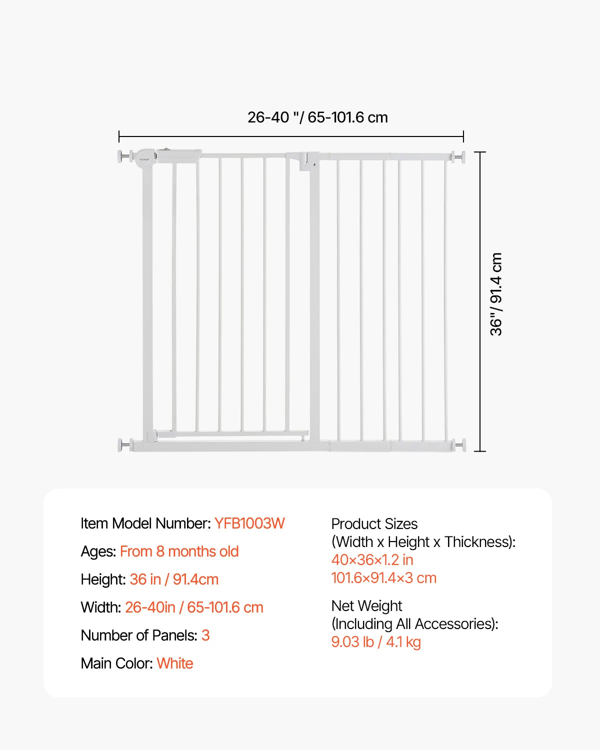 SucceBuy Baby Gate Walk Thru With Pressure Mount Barrier