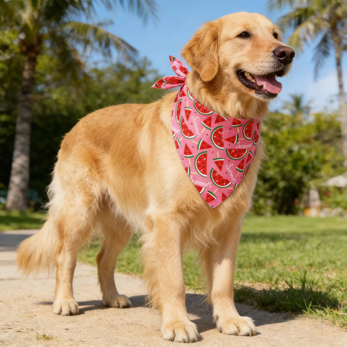 Washable Soft Cloth Fruit Floral Dog Bandana With Adjustable Strap