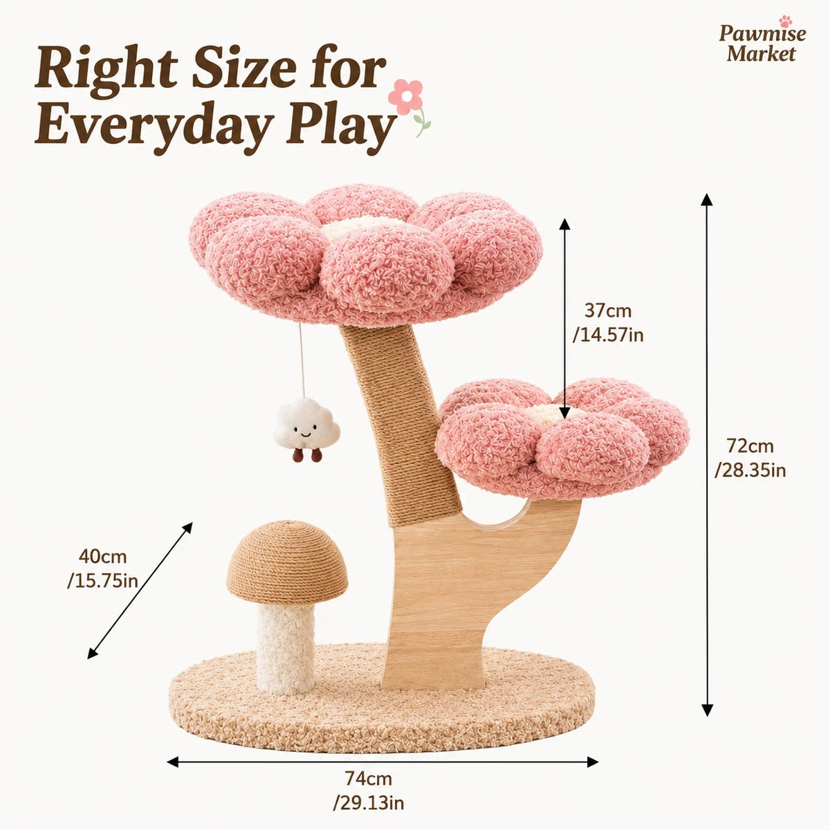 Indoor Cat Tree With Sisal Scratching Post And Comfort Perches