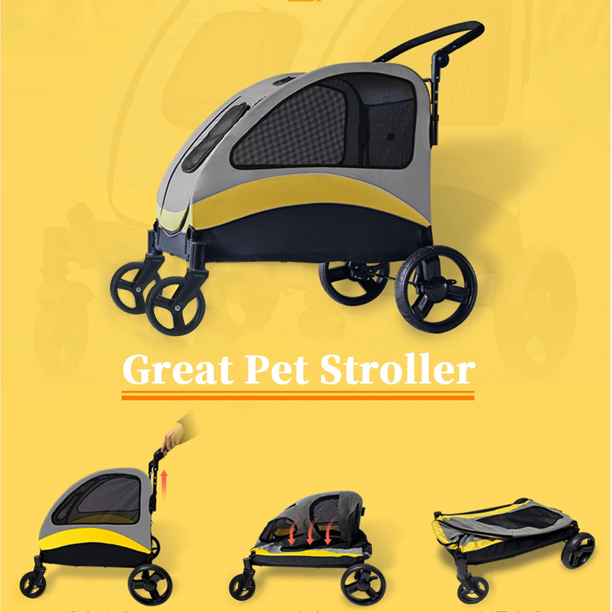 Portable Foldable Dog Stroller Breathable Pet Carrier For Outdoor Use