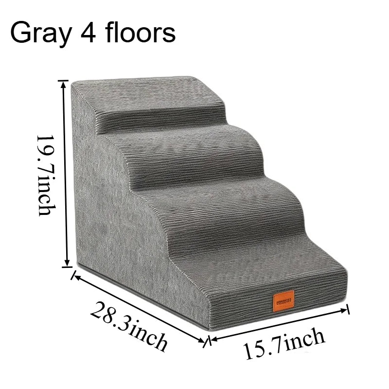 Foam Dog Stairs With Washable Cover For Beds And Sofas