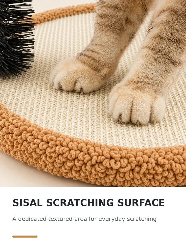 Cat Grooming Arch With Sisal Scratching Base And Plush Rest Pad