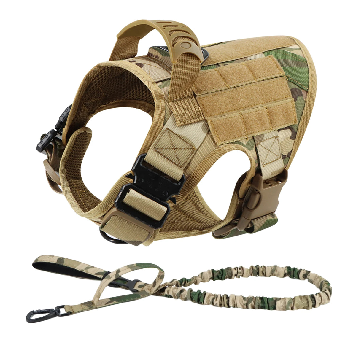 Padded Nylon Dog Harness And Leash Set With Buckle Closure