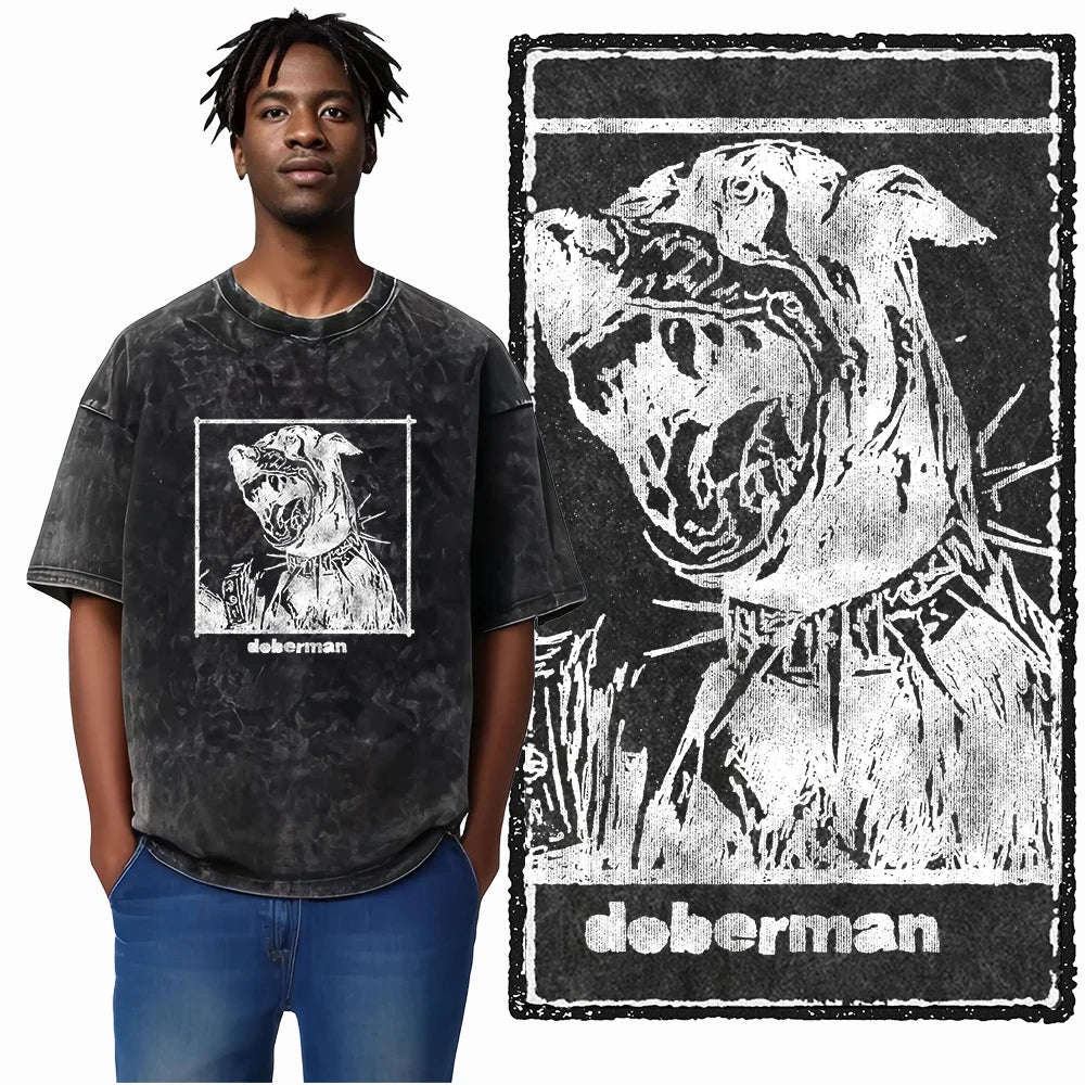 The Coolmind Doberman Graphic Printed Cotton Unisex Streetwear T Shirt