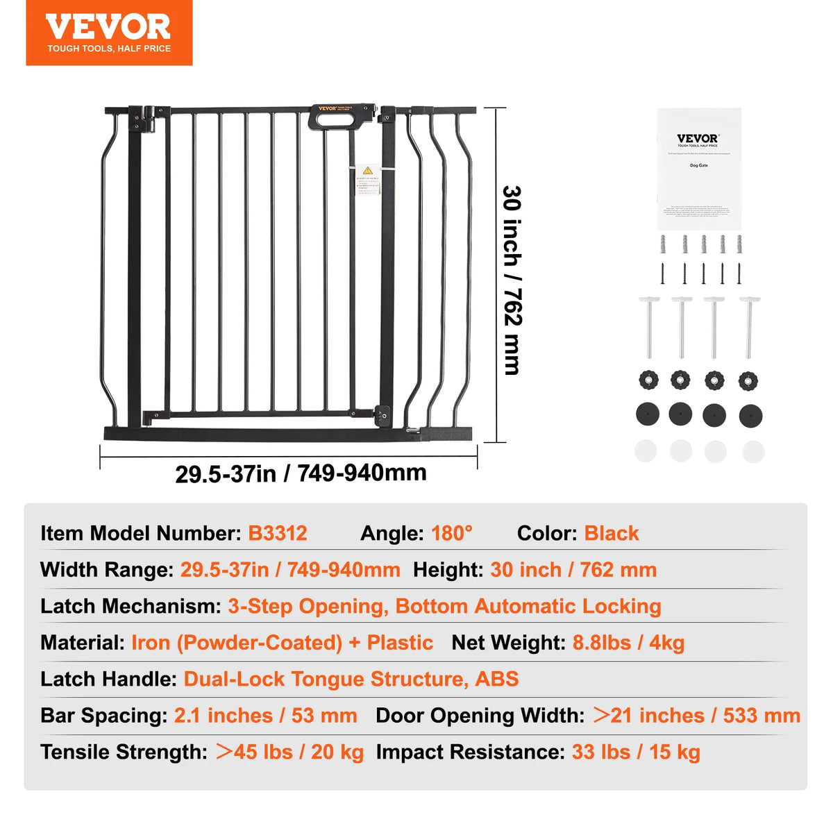 SucceBuy Baby Gate Walk Thru With Pressure Mount Barrier