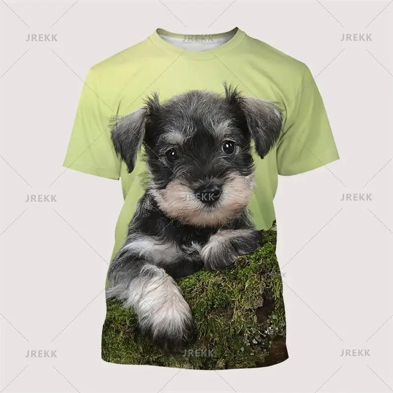 Schnauzer Dog Graphic T Shirt For Men 3D Print Streetwear