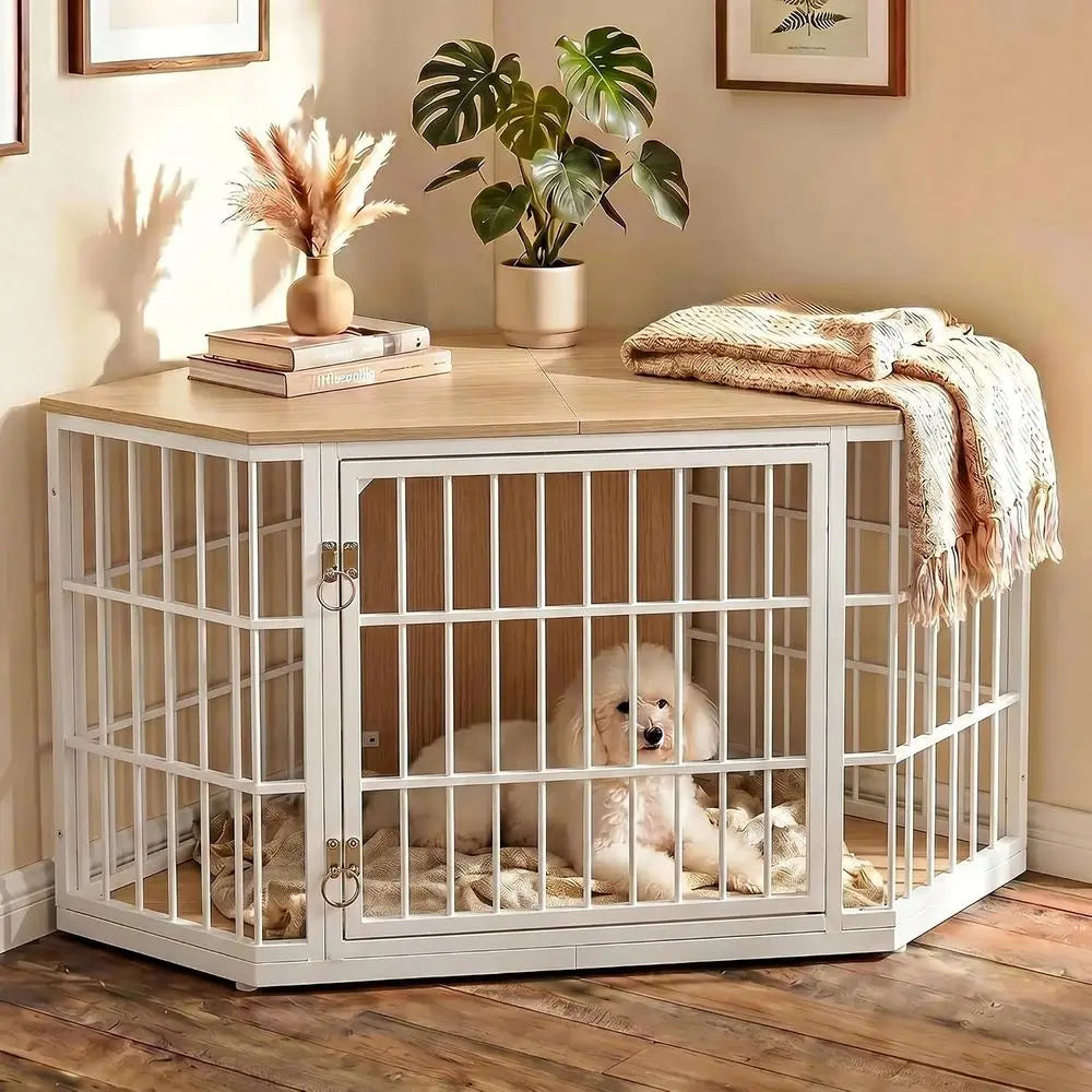 Indoor Dog Kennel Furniture With Sturdy Built In Side Table
