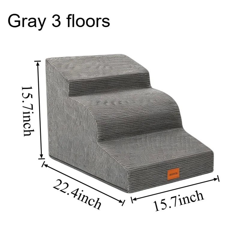 Foam Dog Stairs With Washable Cover For Beds And Sofas