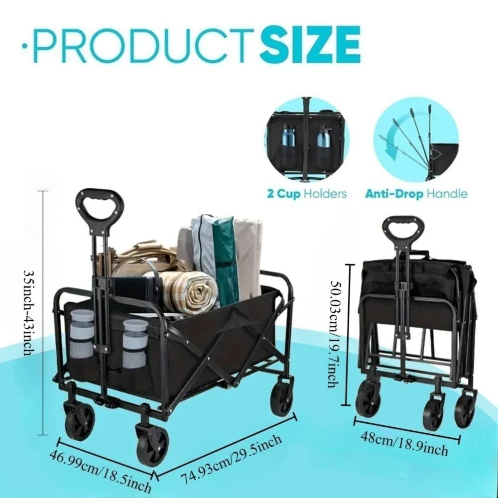 OASONEER Heavy Duty Folding Utility Wagon Cart All Terrain Wheels