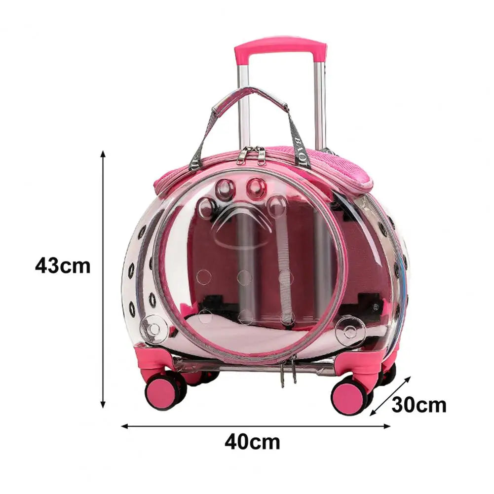 Pet Rolling Carrier Backpack With Ventilation And Silent Wheels