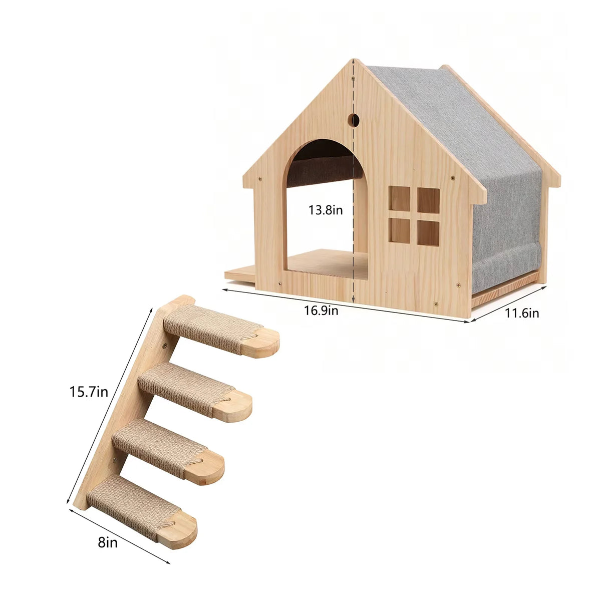 CWV Wooden Wall Mounted Cat Villa Climbing Shelf Unit