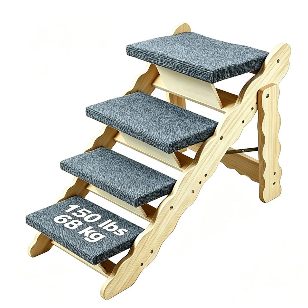 DishyKooker Wooden Pet Stairs And Folding Dog Ramp For Beds