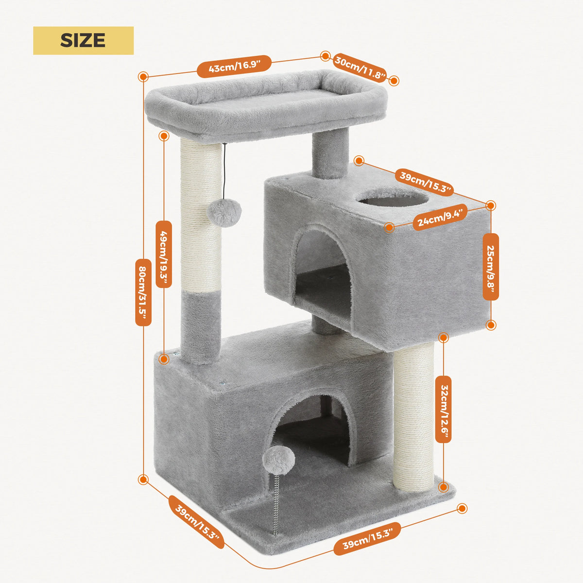 PAWZ Road Multi Level Cat Tower With Sisal Scratching Posts
