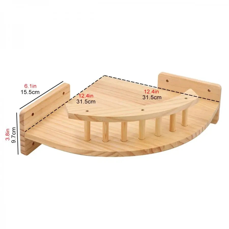 CWV Wall Mounted Wooden Corner Cat Tree And Hammock Set