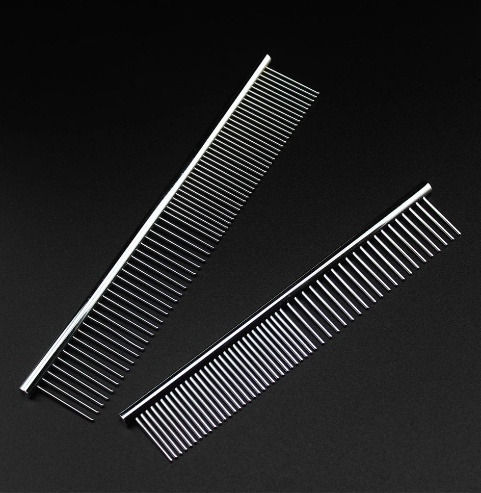 Premium Stainless Steel Grooming Comb for Thick Pet Fur Removal
