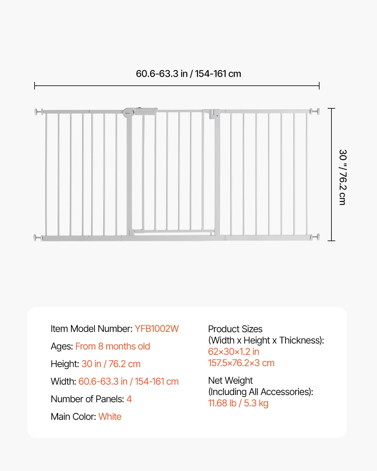 SucceBuy Baby Gate Walk Thru With Pressure Mount Barrier