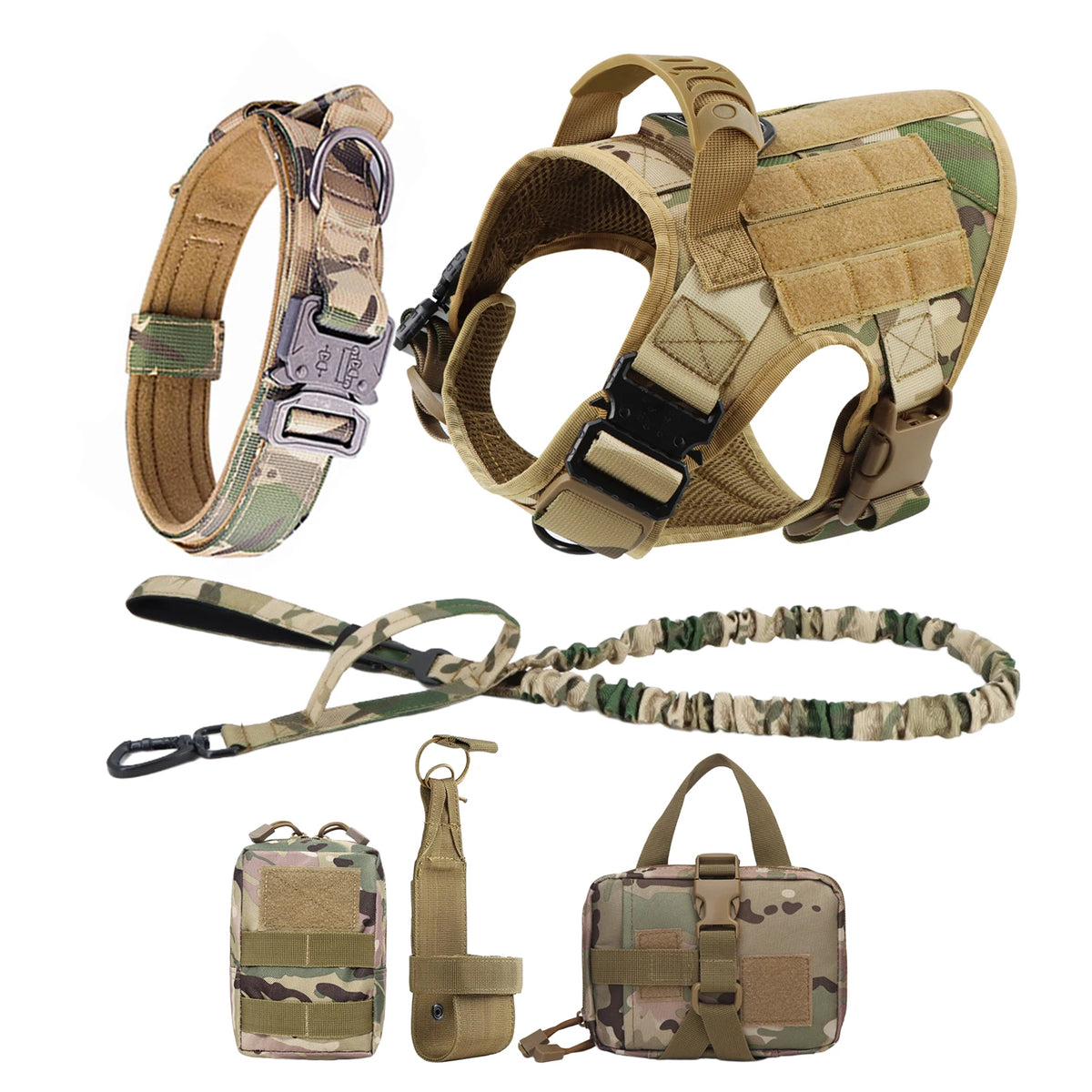 Padded Nylon Dog Harness And Leash Set With Buckle Closure