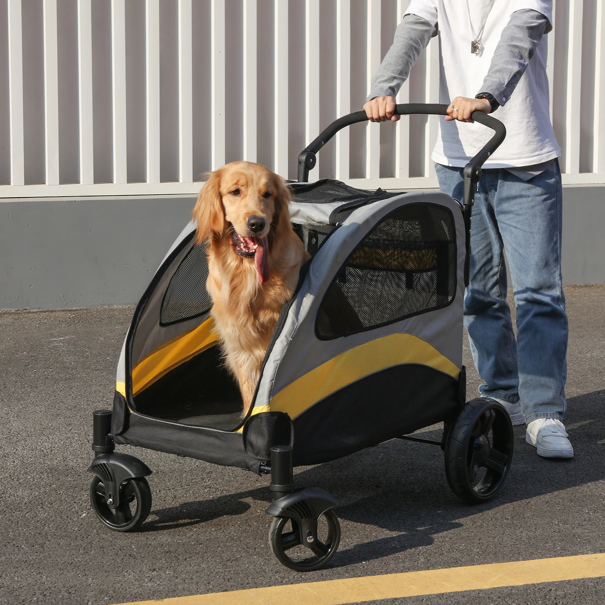 Portable Foldable Dog Stroller Breathable Pet Carrier For Outdoor Use