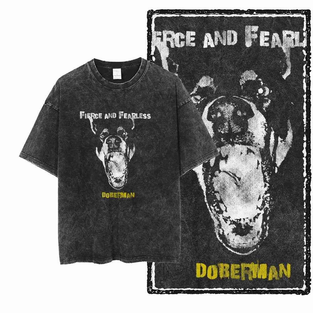 The Coolmind Doberman Graphic Printed Cotton Unisex Streetwear T Shirt