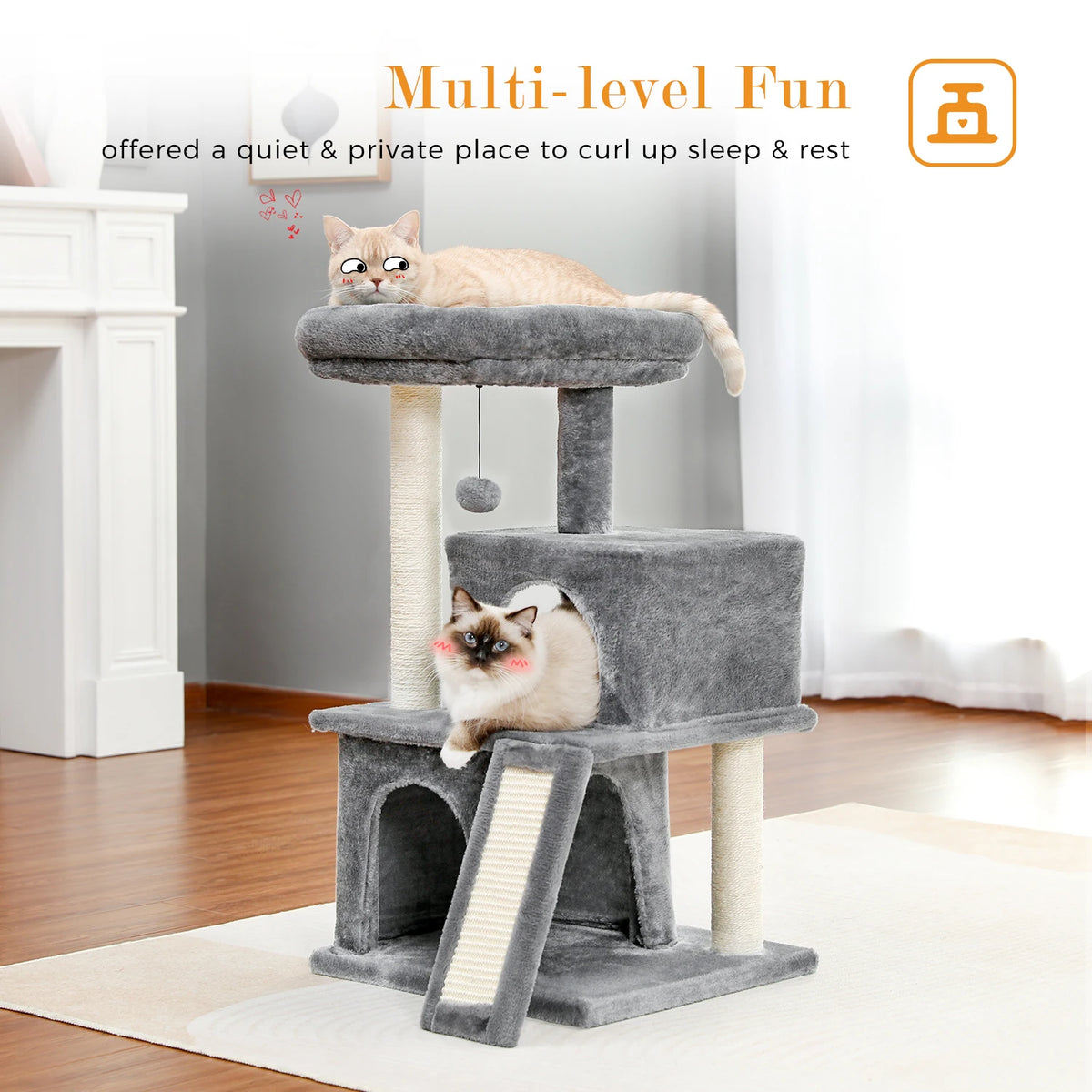 Pawz Road Cat Tower Double Condos Spacious Perch Sisal Post