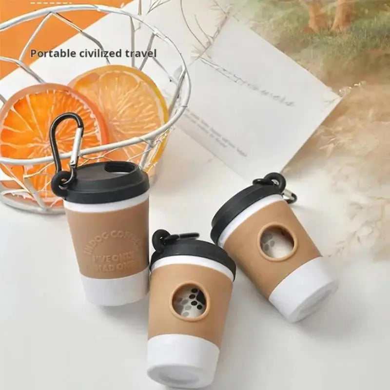 Portable Dog Waste Bag Dispenser Coffee Cup Design Outdoor Walking